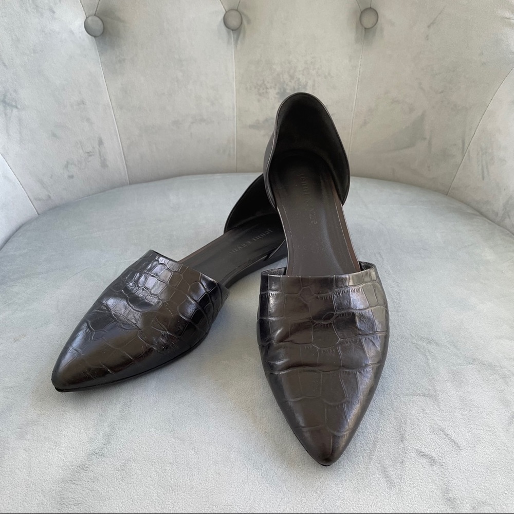 Jenni Kayne Croc-embossed D'orsay flat